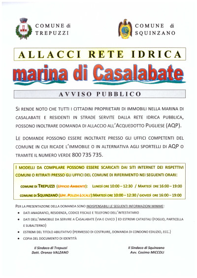 ALLACCI RETE IDRICA - Marina di CASALABATE