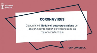 Coronavirus: Modulo Autosegnalazione